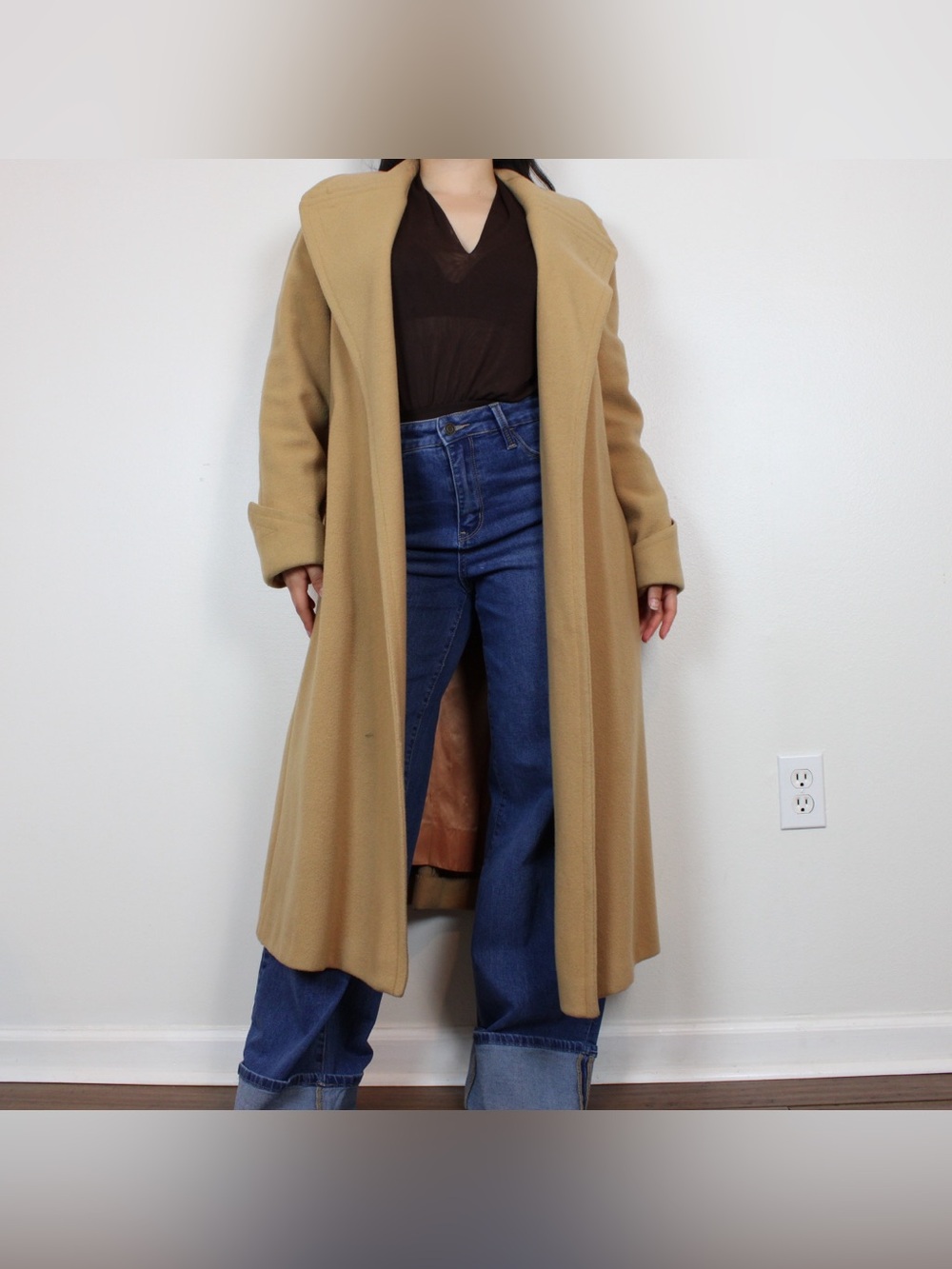 Peabody House Vintage Long Camel-Colored Wool Blend coat // size 4